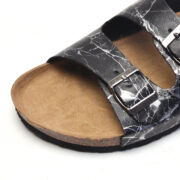 Marble Print Double Buckle PU Upper Composite Outsole Slides - 图片 5