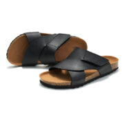 Hook-and-Loop Cross Strap PU Upper Cork Footbed Women’s Sandals - 图片 3
