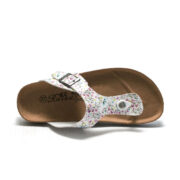 Floral Buckle Toe Post PU Upper Rubber Outsole Sandals - 图片 4