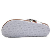 Botanical Print Buckle Toe Post PU Upper Cork Footbed Sandals - 图片 4