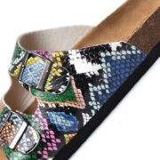 Multicolor Textured Double Buckle PU Upper Cork Footbed Sandals - 图片 3