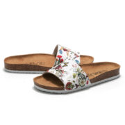 Botanical Print Wide Strap PU Upper Rubber Outsole Sandals - 图片 3