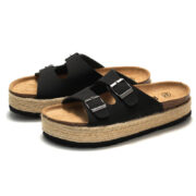 Jute Platform Double Buckle PU Upper Composite Outsole Women’s Sandals - 图片 3