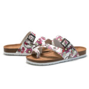 Floral Print Buckle Toe Loop PU Upper Rubber Outsole Sandals - 图片 5