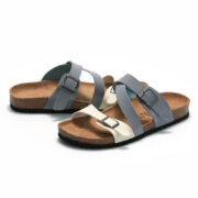 Color-Block Double Buckle Cross Strap PU Upper Rubber Outsole Women’s Sandals - 图片 4