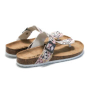 Geometric Print Buckle Toe Post PU Upper Rubber Outsole Sandals - 图片 3