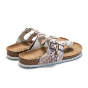 Geometric Print Double Buckle Toe Post PU Upper Rubber Outsole Sandals - 图片 3