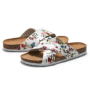 Botanical Print Cross Strap Microfiber Upper EVA Outsole Sandals - 图片 3