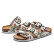 Botanical Print Triple Buckle PU Upper Rubber Outsole Sandals - 图片 3