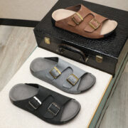 Nubuck Leather Double Buckle Wide Upper Nubuck Genuine Leather Upper Rubber Outsole Sandals - 图片 3