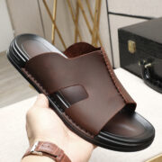 Hand-Stitched Cutout Wide Upper Leather Upper Composite Outsole Sandals - 图片 4