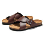 Cross Strap Buckle Cork Footbed PU Upper Composite Outsole Sandals KWN