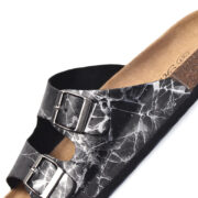 Marble Print Double Buckle PU Upper Composite Outsole Slides - 图片 4