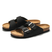 Double Buckle PU Upper Rubber Outsole Sandals - 图片 2