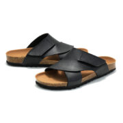 Hook-and-Loop Cross Strap PU Upper Cork Footbed Women’s Sandals - 图片 4