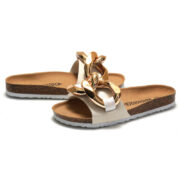 Chunky Chain Wide Strap PU Upper Cork Footbed Women’s Sandals - 图片 8