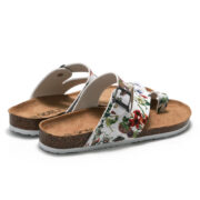 Botanical Print Buckle Toe Loop PU Upper Rubber Outsole Sandals - 图片 4