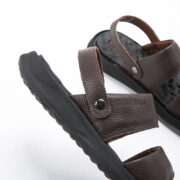 Textured Genuine Leather Double Strap Back Strap Leather Upper Composite Outsole Sandals - 图片 4