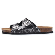 Marble Print Double Buckle PU Upper Composite Outsole Slides - 图片 3