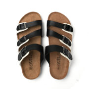 Color-Block Double Buckle PU Upper EVA Outsole Slides - 图片 5