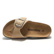 Oversized Square Buckle Strap PU Upper Rubber Outsole Sandals - 图片 5