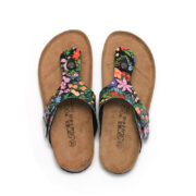 Floral Buckle Toe Post PU Upper Rubber Outsole Sandals - 图片 5