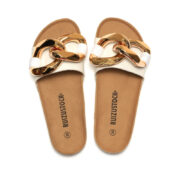 Chunky Chain Wide Strap PU Upper Cork Footbed Women’s Sandals - 图片 7