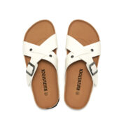 Rivet Cross Strap Buckle PU Upper Cork Footbed Women’s Sandals - 图片 5