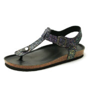 Glitter Back Strap Toe Post PU Upper Composite Outsole Sandals - 图片 2