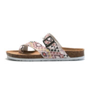 Geometric Print Buckle Toe Loop PU Upper Rubber Outsole Sandals - 图片 5