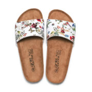 Botanical Print Wide Strap PU Upper Rubber Outsole Sandals - 图片 5