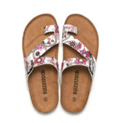 Floral Print Buckle Toe Loop PU Upper Rubber Outsole Sandals - 图片 7