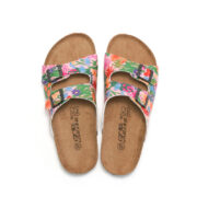 Colorful Floral Double Buckle PU Upper Rubber Outsole Sandals - 图片 6