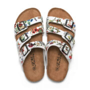 Botanical Print Triple Buckle PU Upper Rubber Outsole Sandals - 图片 5