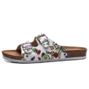 Botanical Print Double Buckle PU Upper Composite Outsole Sandals - 图片 4