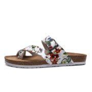 Botanical Print Cross Buckle Toe Loop PU Upper Composite Outsole Sandals - 图片 3