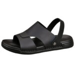 Wide Upper Back Strap Genuine Leather Leather Upper Rubber Outsole Sandals