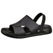 Wide Upper Back Strap Genuine Leather Leather Upper Rubber Outsole Sandals