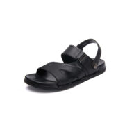 Cross Strap Quick-Release Buckle Back Strap Leather Upper Rubber Outsole Sandals