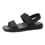 Hook-and-Loop Double Strap Back Strap Nubuck Genuine Leather Upper Rubber Outsole Sandals