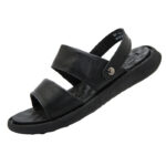 Textured Genuine Leather Double Strap Back Strap Leather Upper Composite Outsole Sandals