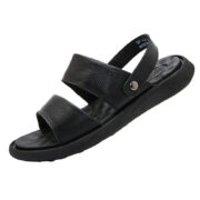 Textured Genuine Leather Double Strap Back Strap Leather Upper Composite Outsole Sandals