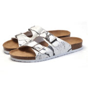 Marble Print Double Buckle PU Upper Composite Outsole Slides - 图片 2