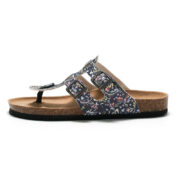 Floral Double Buckle Toe Post PU Upper Rubber Outsole Sandals - 图片 3
