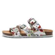 Botanical Print Triple Buckle PU Upper Rubber Outsole Sandals - 图片 6