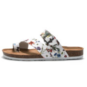 Botanical Print Buckle Toe Loop PU Upper Rubber Outsole Sandals - 图片 6