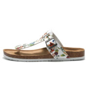 Botanical Print Buckle Toe Post PU Upper Composite Outsole Sandals - 图片 6