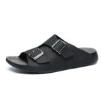 Nubuck Leather Double Buckle Wide Upper Nubuck Genuine Leather Upper Rubber Outsole Sandals
