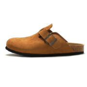 Buckle Closed-Toe Suede PU Upper Rubber Outsole Clogs - 图片 4