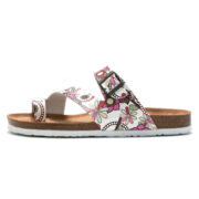 Floral Print Buckle Toe Loop PU Upper Rubber Outsole Sandals - 图片 2
